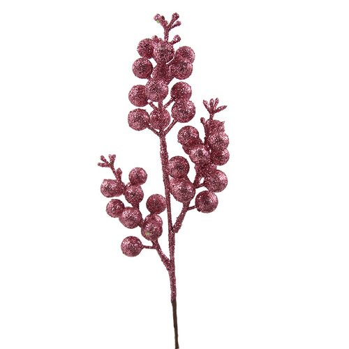 Magenta Berry Glitter Stem 20cm