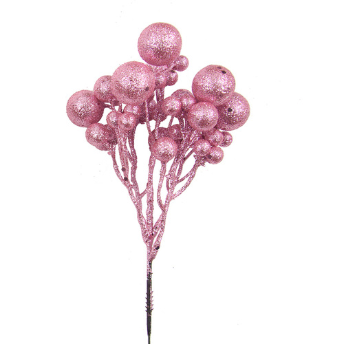 Bauble Glitter Stem 29cm Baby Pink