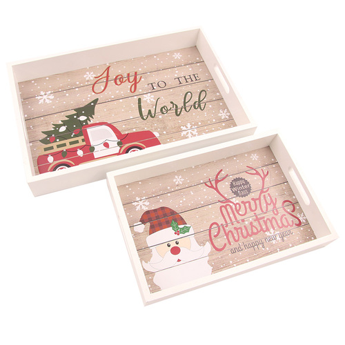 S2 Christmas Trays Lrg 38cm Sml 30cm
