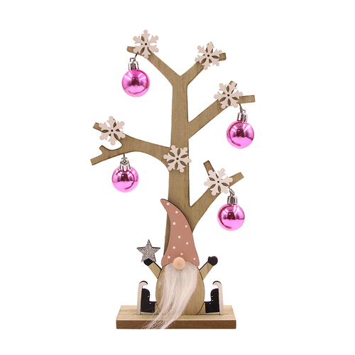 Christmas Tree with Pink Gnome 30cm