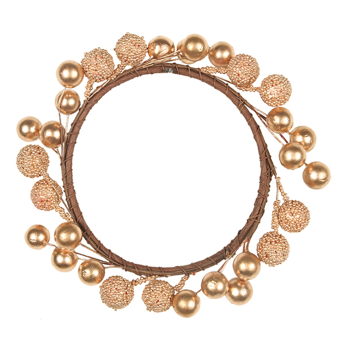 Gold Glitter Bauble Candle Wreath 18x10cm