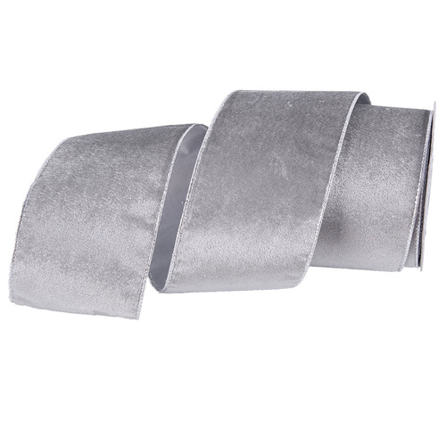 Silver Velour Double Layer Ribbon 10cm