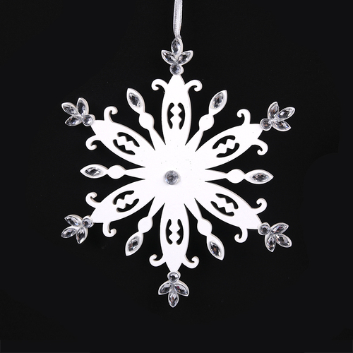 White Snowflake with Crystal 15cm