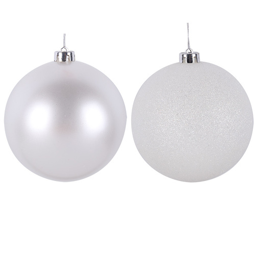 Ivory 15cm Bauble Matt, Glitter 2 Assorted