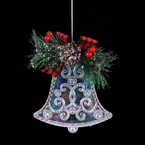 Acrylic Bell with Gingham Ribbon 11cm