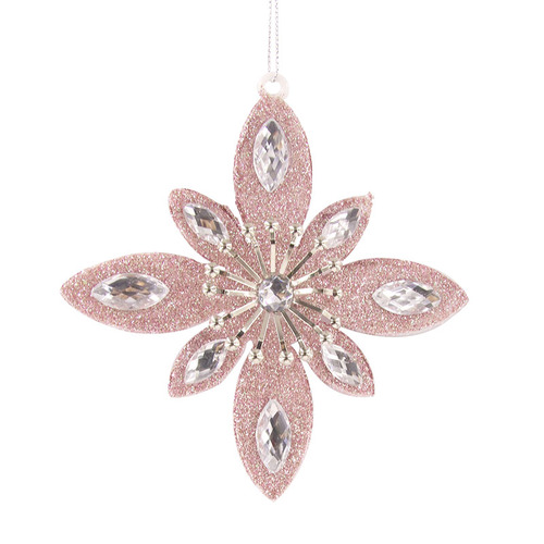 Pink Glitter Star Tree Ornament 13cm