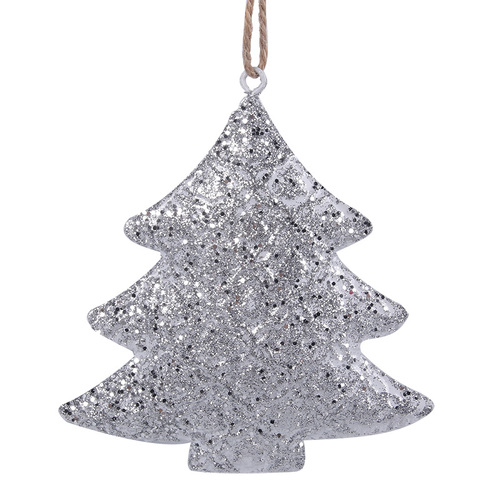 Silver Metal Tree Ornament 10cm
