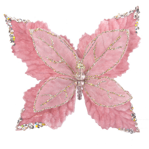 Pink Butterfly with Clip 22cm