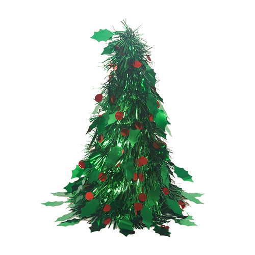 Holly Berry Tinsel Tree 27cm