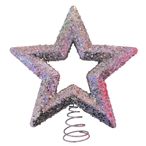 Silver Glitter Star Tree Topper 29cm