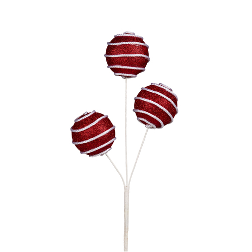 Red 3 Baubles Spray 46cm