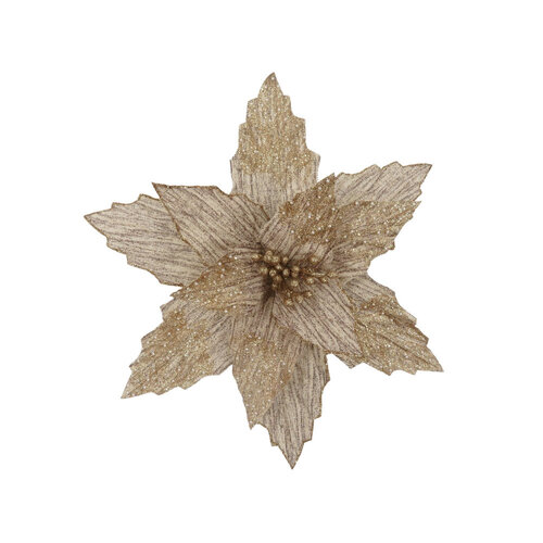 Poinsettia Natural Sharp Edge Clip On 38cm