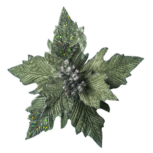 Poinsettia Emerald Green Clip On 29cm