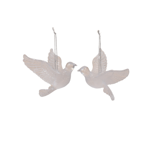 Acrylic Dove Ornament Clear 1pc 2 Assorted 10cm