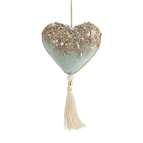 Mint Champagne Heart w. Tassel 20cm