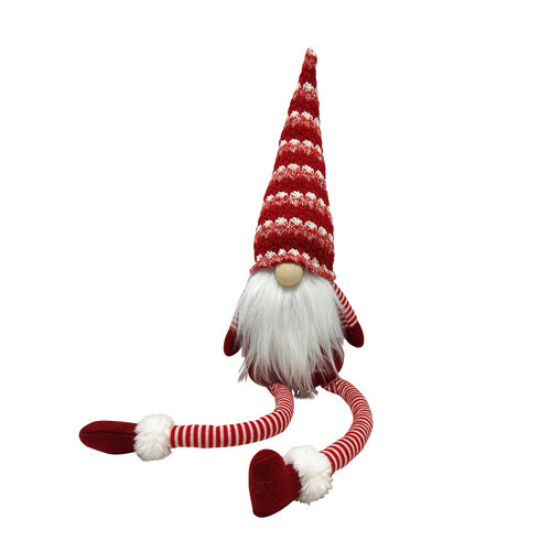 Long Leg Santa Gnome Red White Stripes 51cm