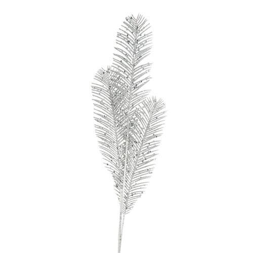 Glitter Feather Spray Silver 99cm