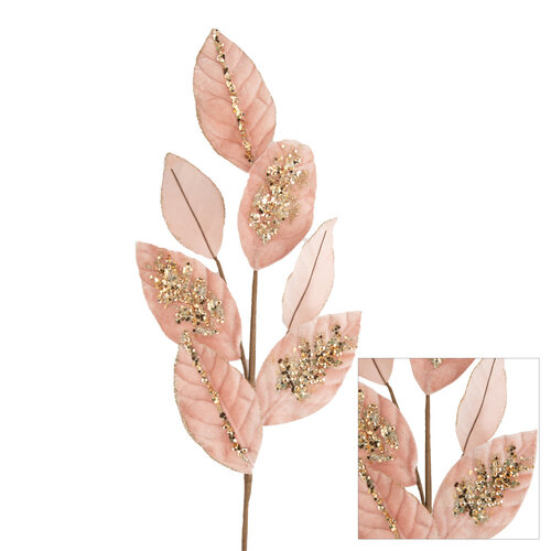 Leaf Spray Pink Champagne 74cm