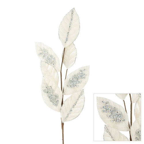 Leaf Spray White Silver 74cm