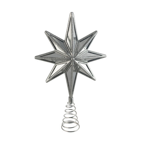 Mirror Silver 8 Point Star Tree Topper 36cm