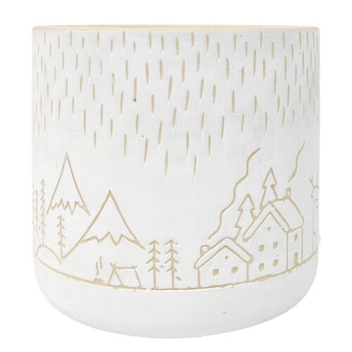 Christmas Scene Planter White 13cm