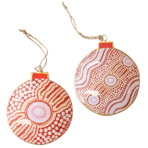 Journey Bauble Hanging Decoration Red 10cm 2 Assorted