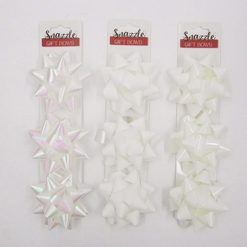 White Mixed Gift Bow 3pk 10cm 