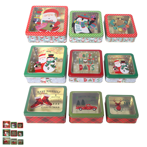 Tin Box with Clear Lid Large Set 3, 1pc 2A