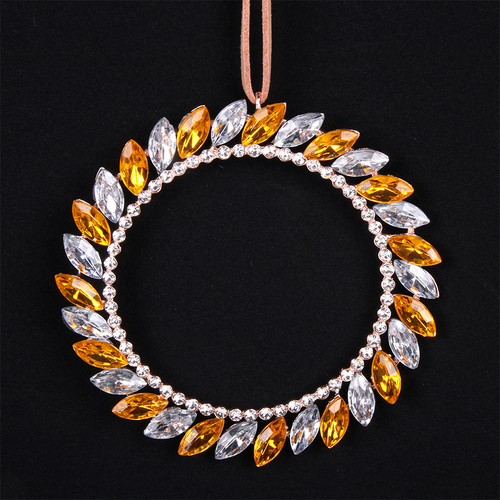 Gold & Clear Crystal Wreath Hanging 10cm