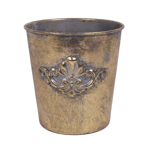 Antique Gold Metal Planter 