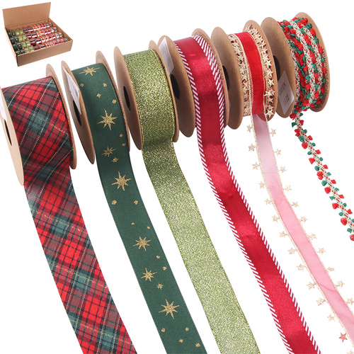 Christmas Ribbons 6 Assorted - Red & Green 2m