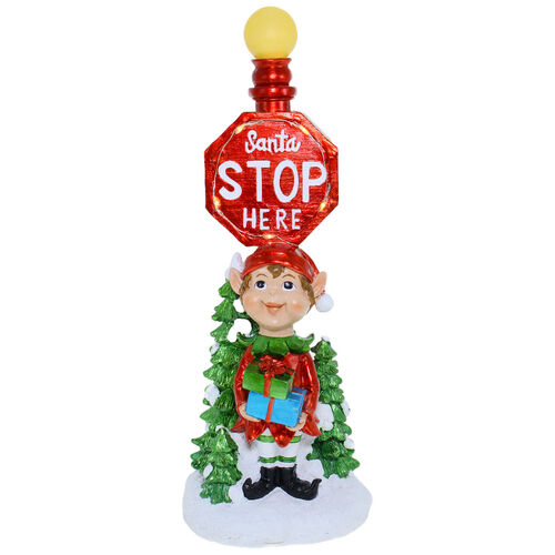 Elf Santa Stop Here Signpost 35cm