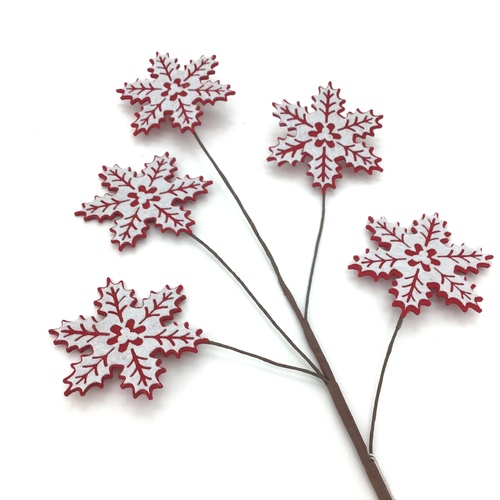Red White Snowflake Spray 65cm