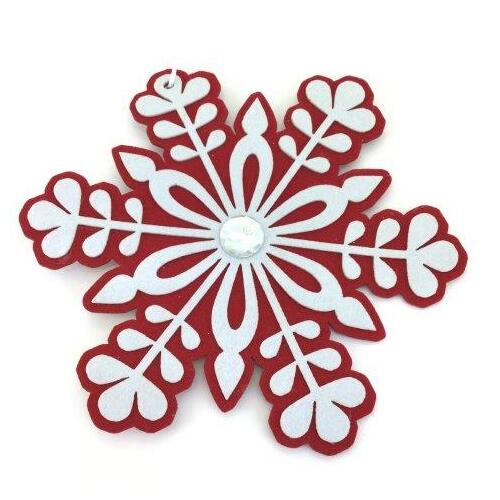 Red White Snowflake Hanging 25cm