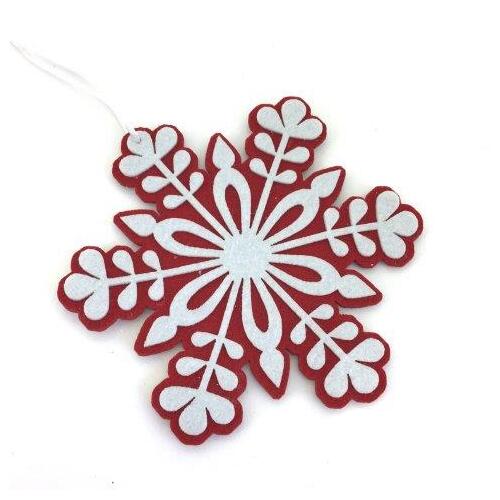 Small Red White Snow Flake Hanging 15cm