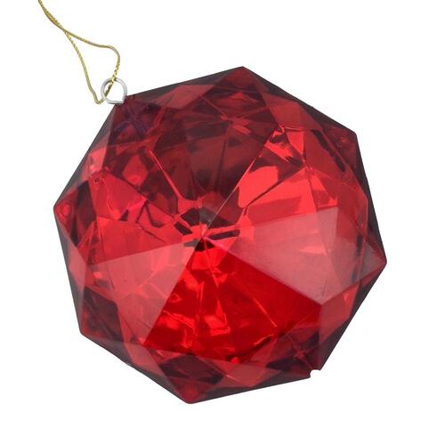 Red Octagonal Cut Ornament 10cm