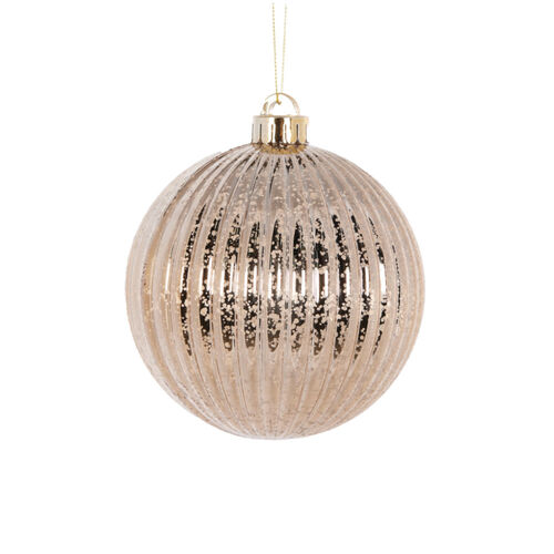 Champagne Mercury Ribbed Bauble 12cm