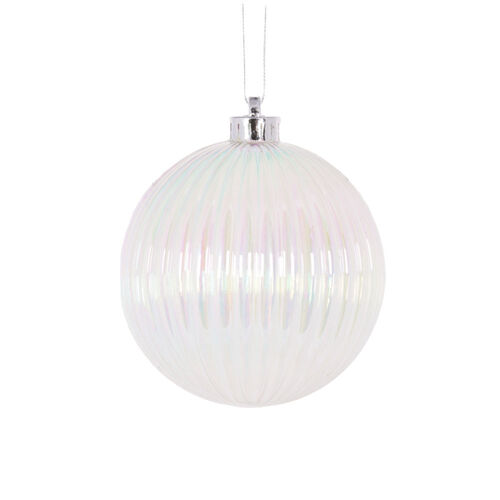 Iridescent Ribbed Bauble 12cm
