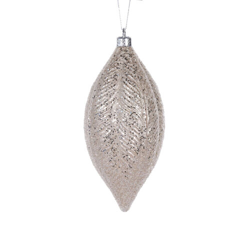 Champagne Feather Drop Bauble 16cm