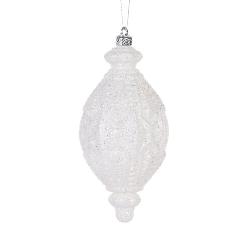 White Intricate Drop Bauble 16cm