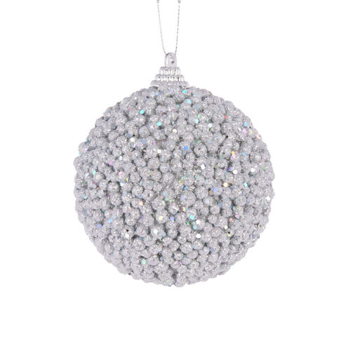 Silver Pebbles Bauble 8cm