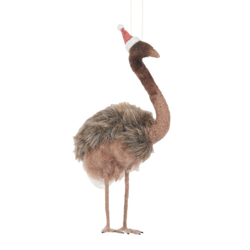 Wool Emu with Santa Hat 25cm