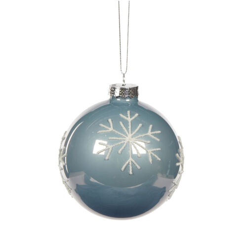 Snowy Blue Snowflake Bauble 8cm