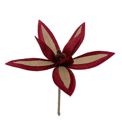 Red Hessian Poinsettia Flower 25cm