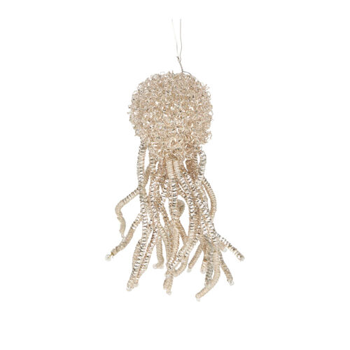 Fuzzy Tassel Hanging Tree Decoration Silver 9cm