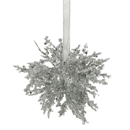 Spike Hanging Bauble Silver 9cm