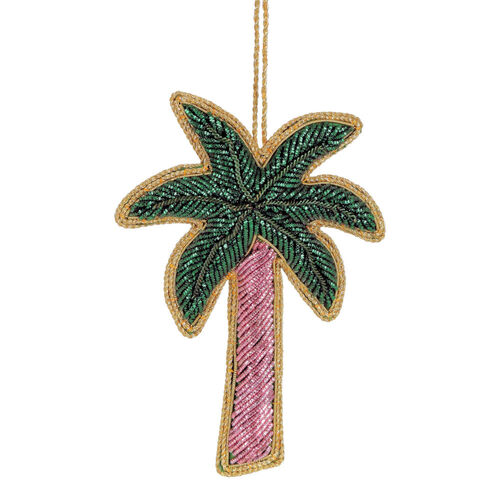Brissie Palm Tree Sequin Hanging Decoration 14cm
