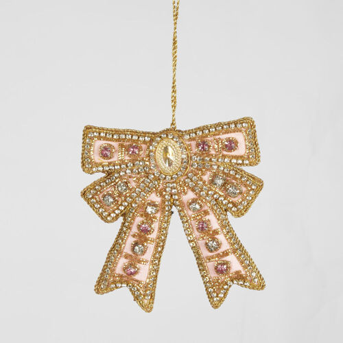 Tiffany Pink Bow Sequin Hanging Decoration 10cm