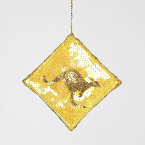 Kangaroo Crossing Sequin Hanging Decoration 10cm