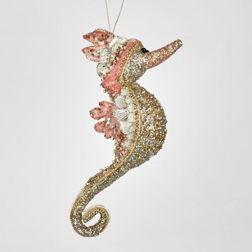 Deluxe Seahorse Pink Sequin Hanging Decoration 22cm